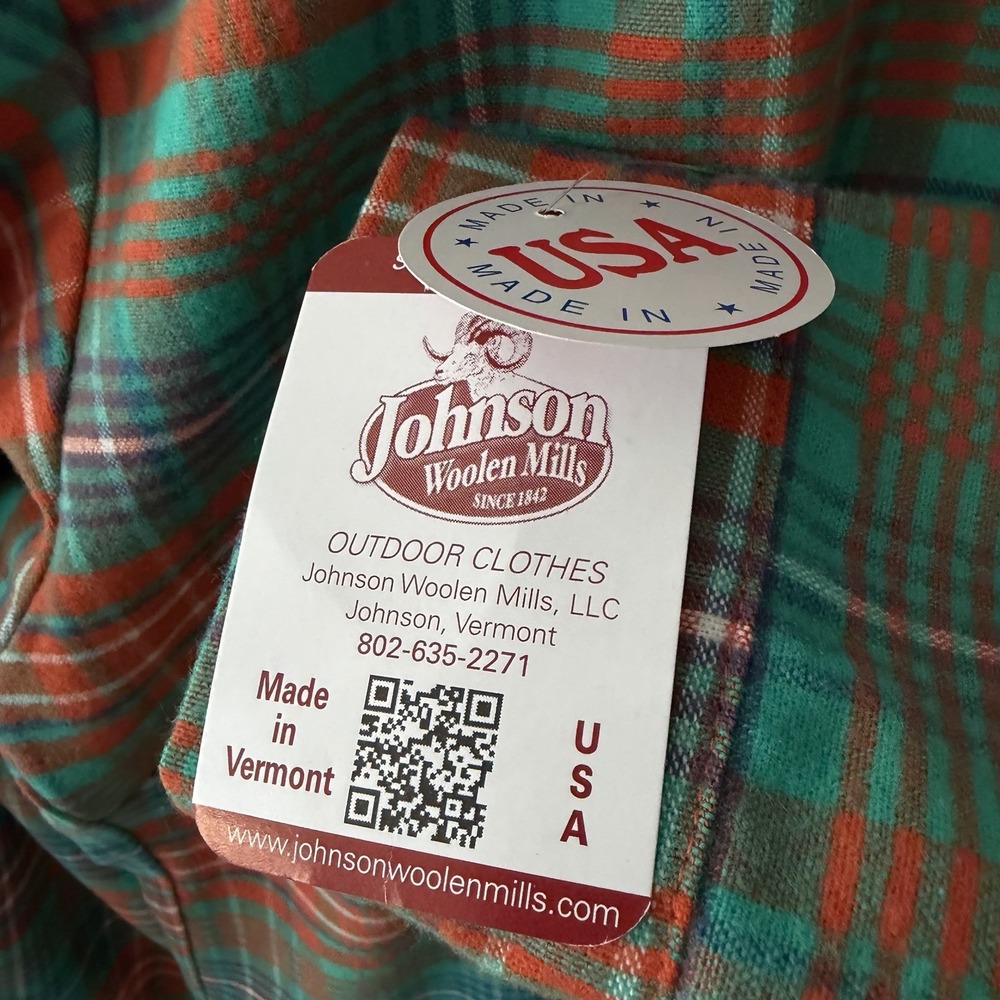 Johnson Woolen Mills Green Mountain Flannel Shirt Womens S Orange Button Up USA - Picture 3 of 7